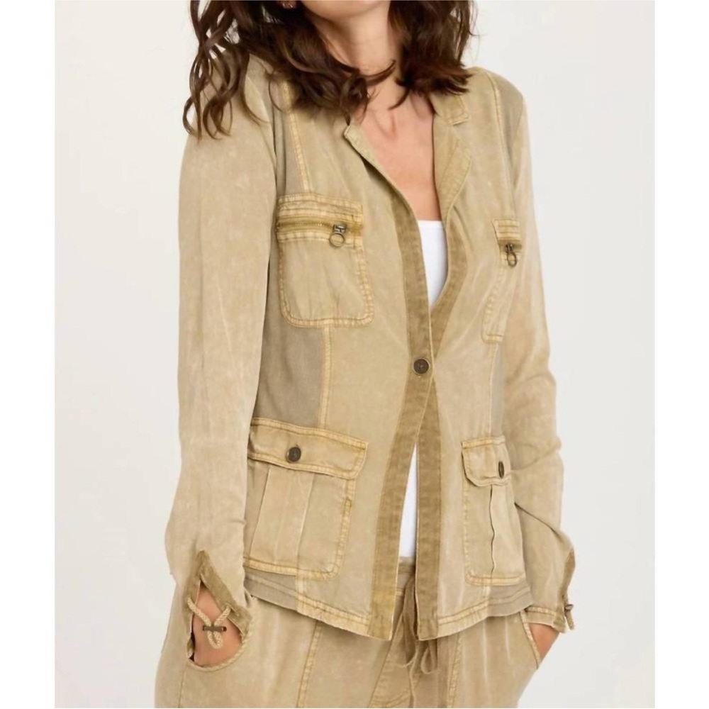 XCVI Tula blazer jacket distress wash linwood Neutral XS - Picture 2 of 10